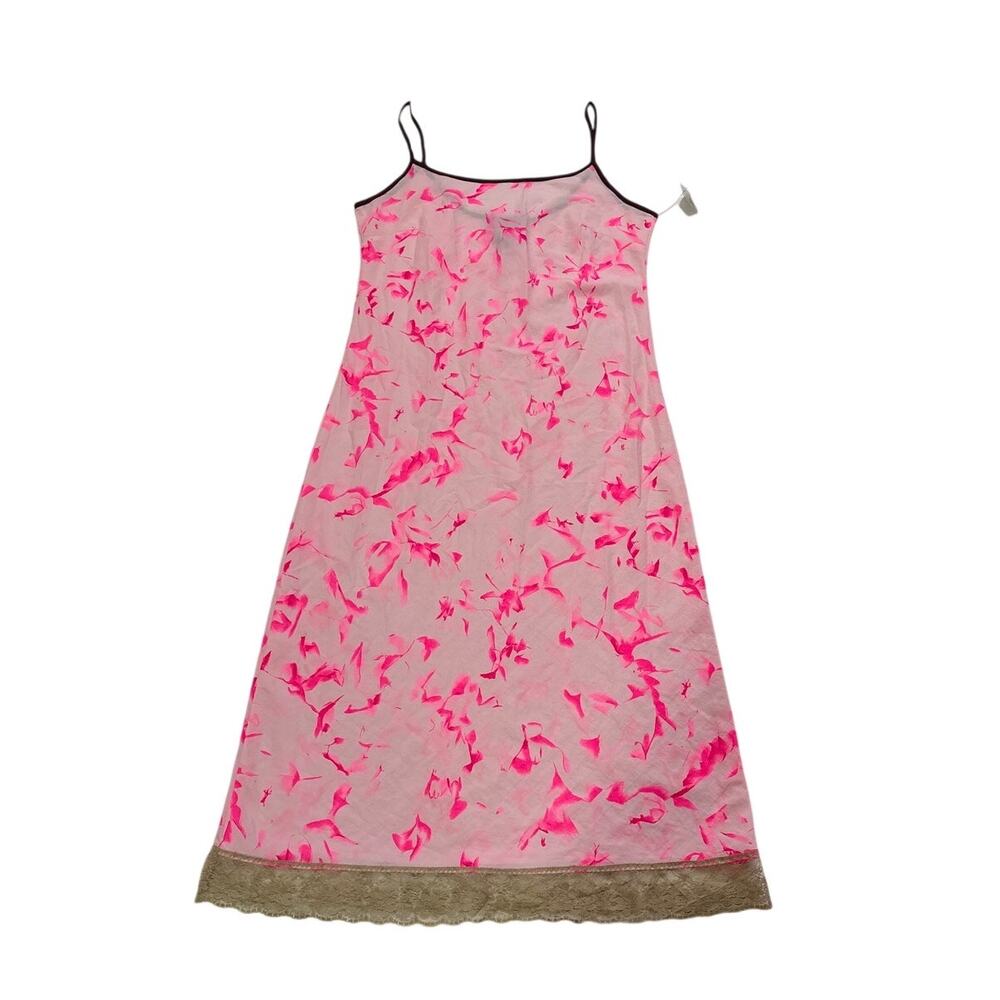 NWT DKNY Jeans Small Petite Pink Brushstroke Lightweight Slip Mini Dress Y2k